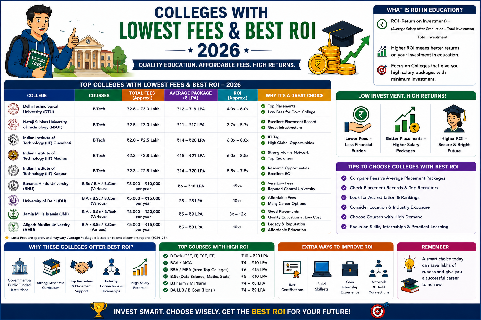 Colleges with Lowest Fees & Best ROI 2026